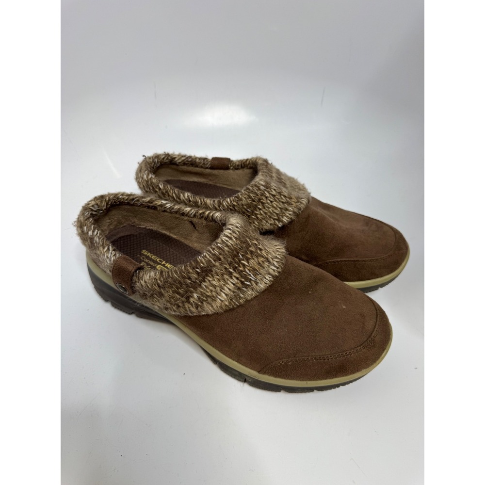 Skechers Mule Sneakers Womens 9.5 Brown Excellent Knit Collar Memory Foam sip on
